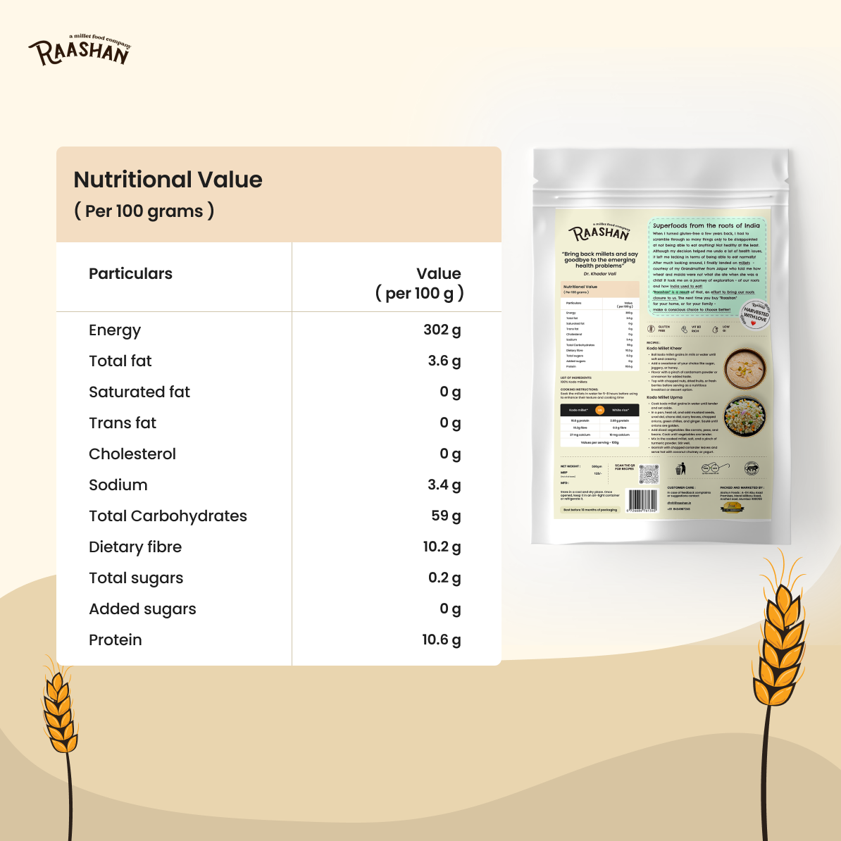 Organic Kodo Millet Grains - Replace your rice with low GI millet grains | Millet Rice